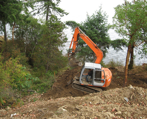 An excavator at work.